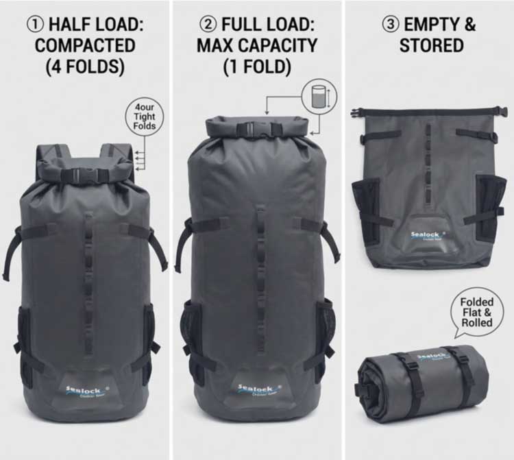 Backpack Kalis Air Roll Top Prestasi Kalis Air dan Fleksibiliti Penyimpanan